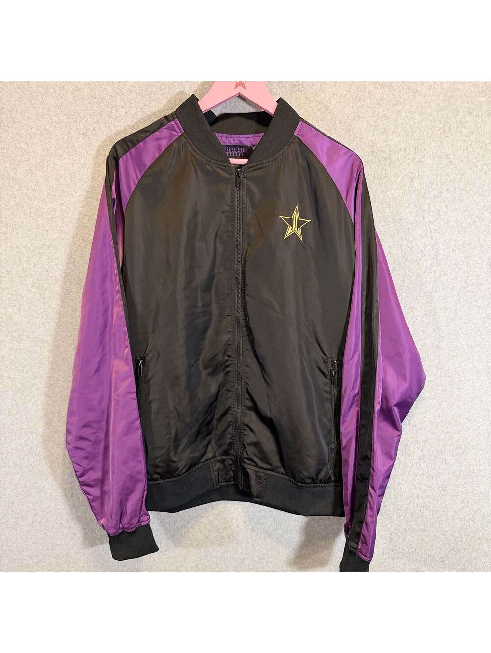 🔥NEW🔥Jeffree Star Cosmetics Fashion Black And Purple Bomber Jacket Size XXL